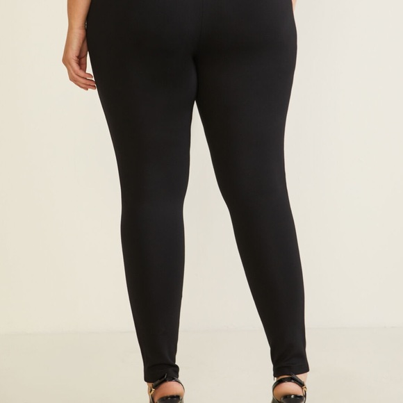 Faux Leather Front Leggings with Knee Cutouts - Picture 3 of 6